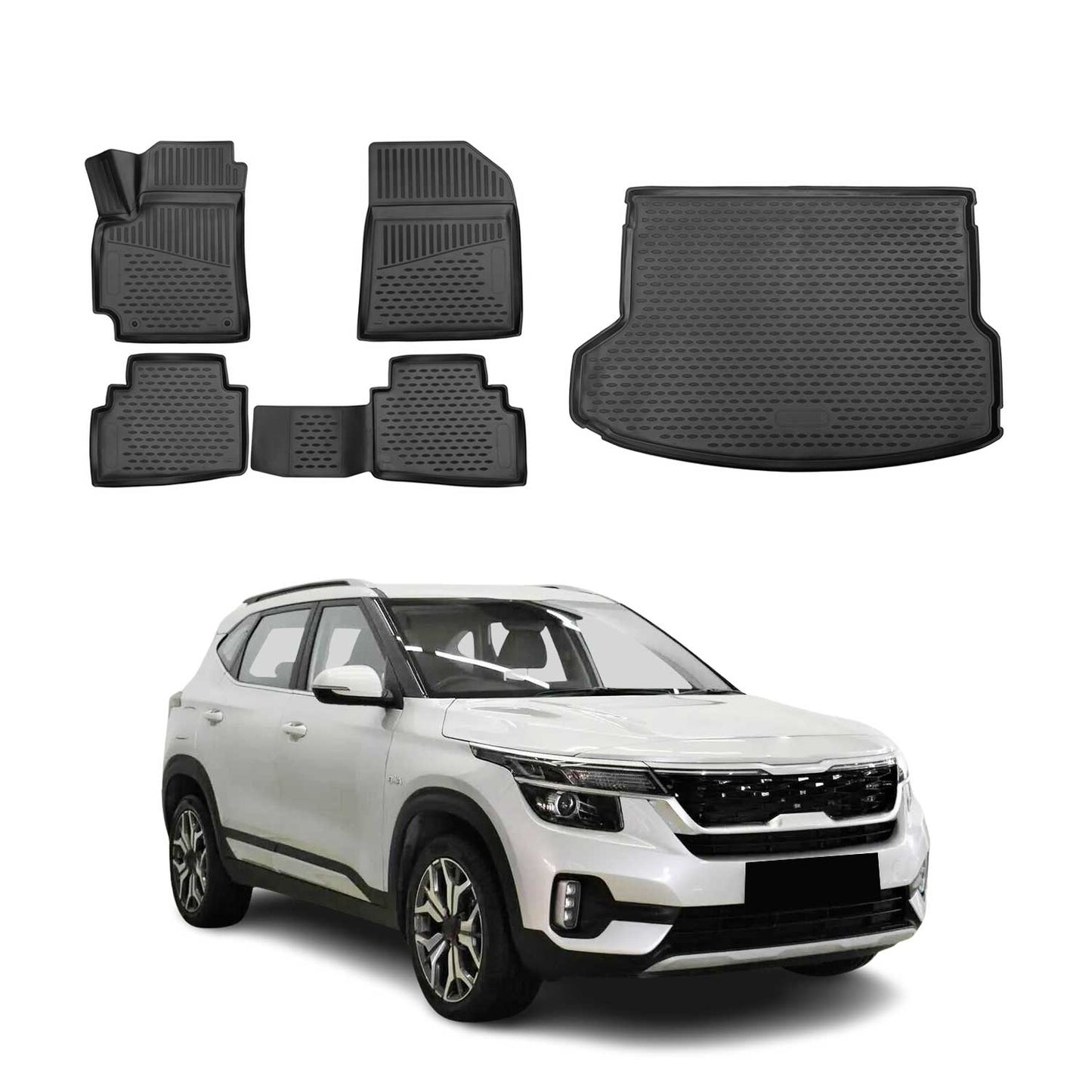 2021-2026 Kia Seltos Floor Mats & Cargo Liner Full Set Black