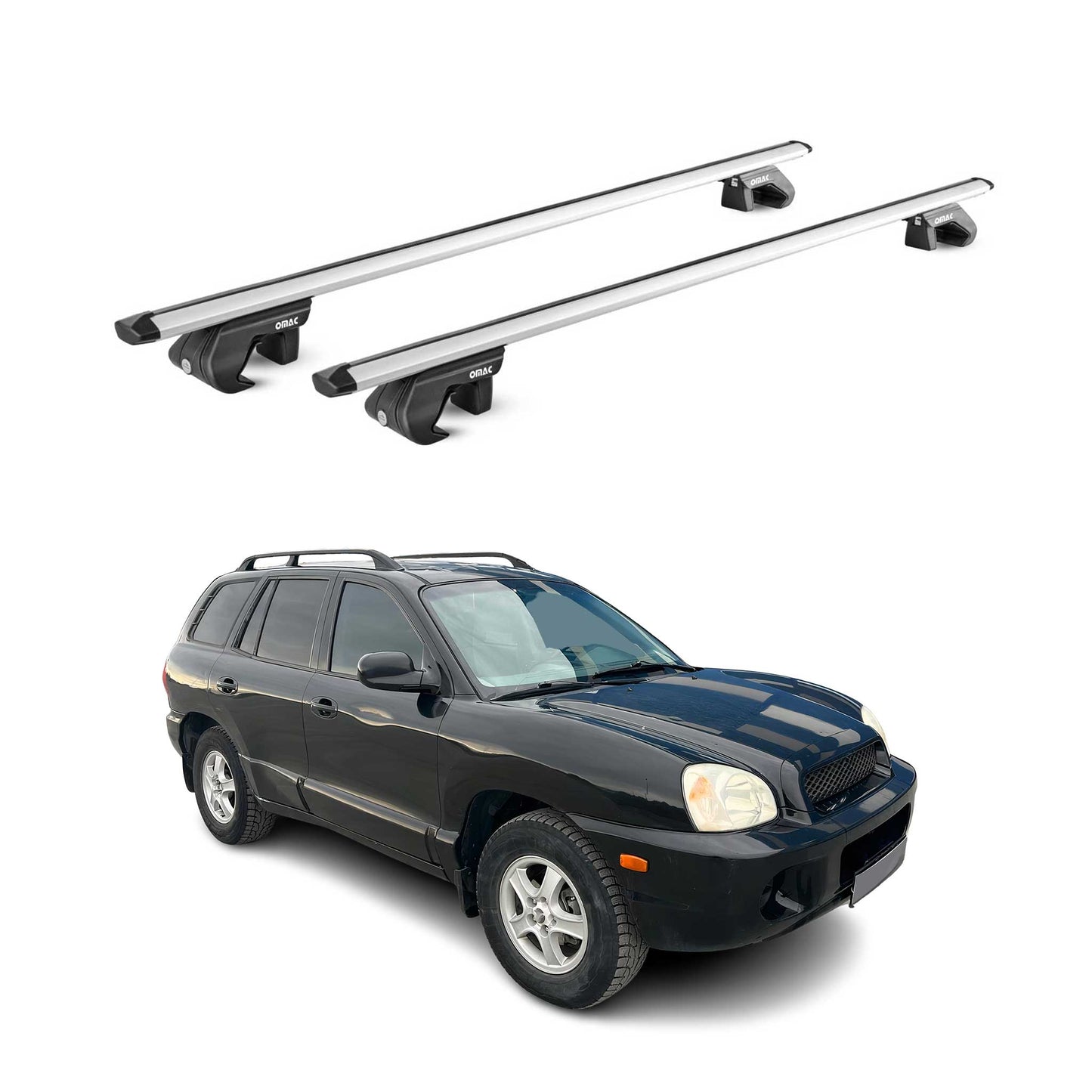 2001-2006 Hyundai Santa Fe Roof Rack Cross Bars Silver