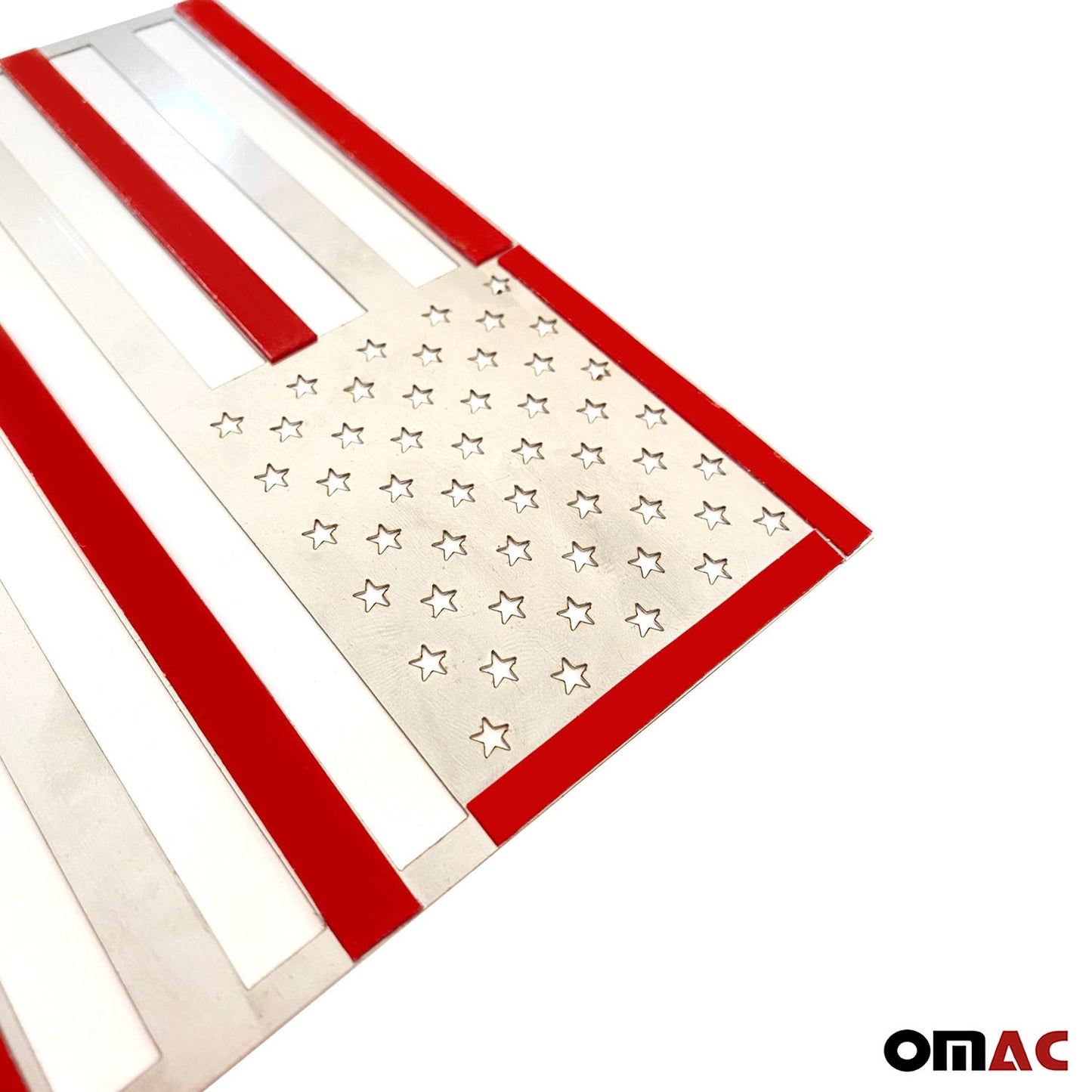 OMAC US American Flag Brushed Chrome Decal Car Sticker Emblem Steel for GMC Canyon U020264