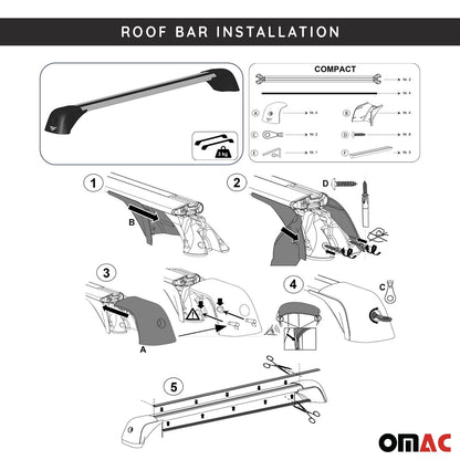 2018-2026 Volvo XC60 Roof Racks Cross Bars Silver