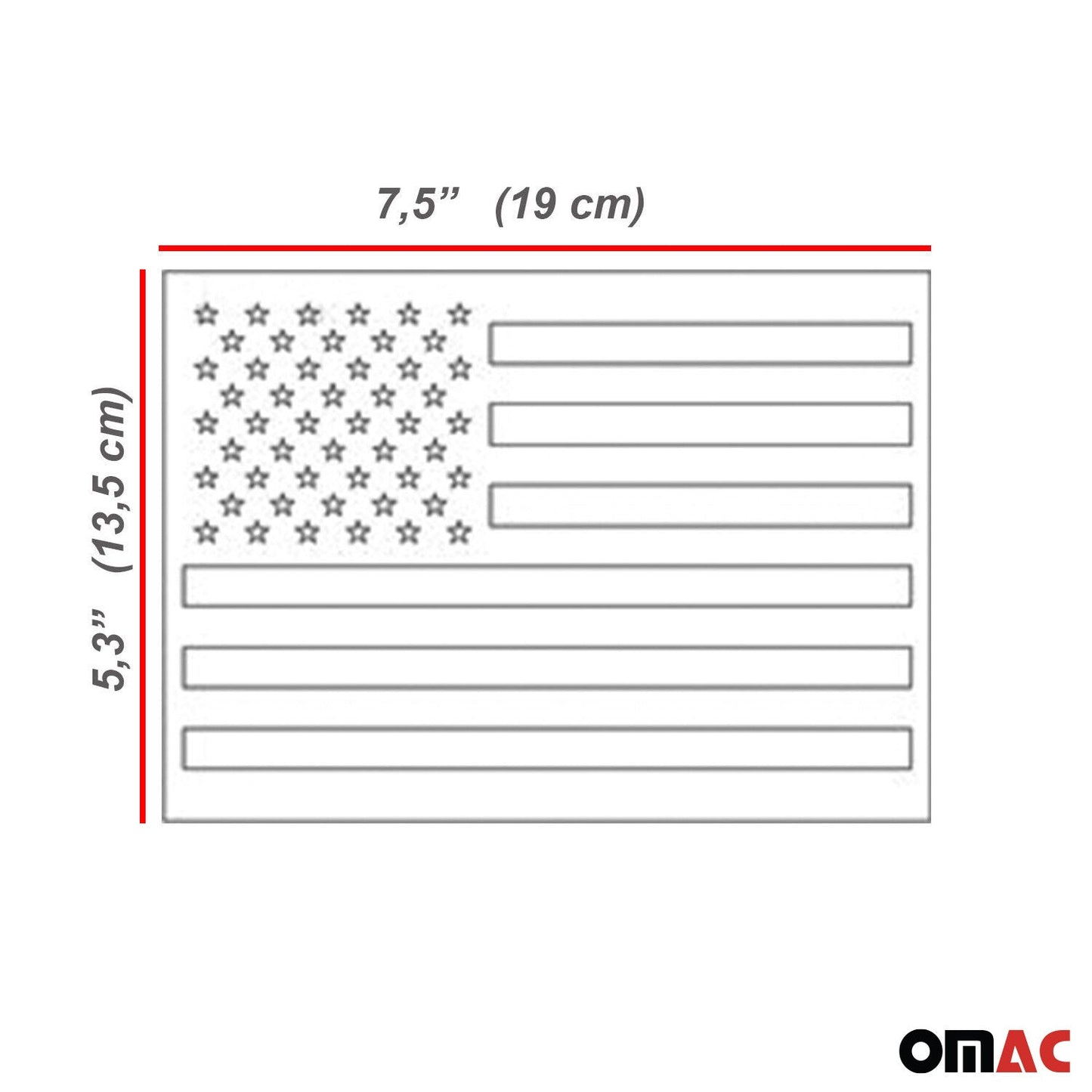OMAC 2 Pcs US American Flag for Ford Bronco Sport Chrome Decal Sticker S.Steel U022167