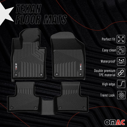 2018-2026 Volvo XC60 Premium Floor Mats Liners First and Second Row Set Black