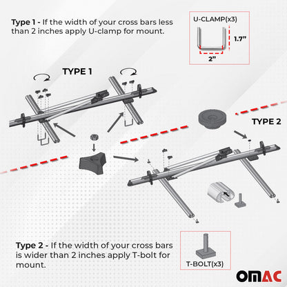 OMAC Bike Rack Carrier Roof Racks Set fits Mitsubishi Outlander 2007-2013 Black 3x U020698