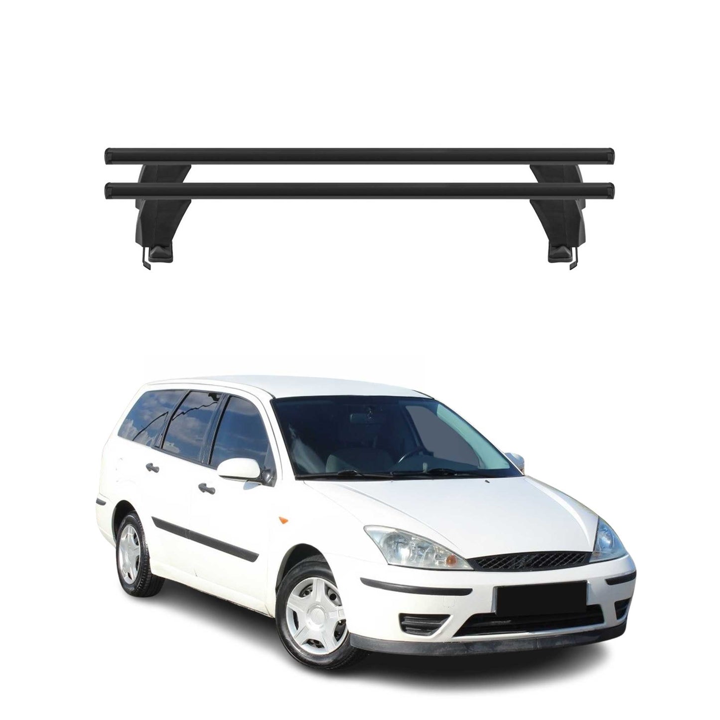 2000-2007 Ford Focus Hatchback Roof Rack Cross Bars Black