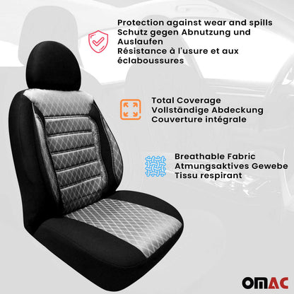 OMAC Front Car Seat Covers Protector for VW Eurovan 1993-2003 Grey & Black 2+1 Set A006515