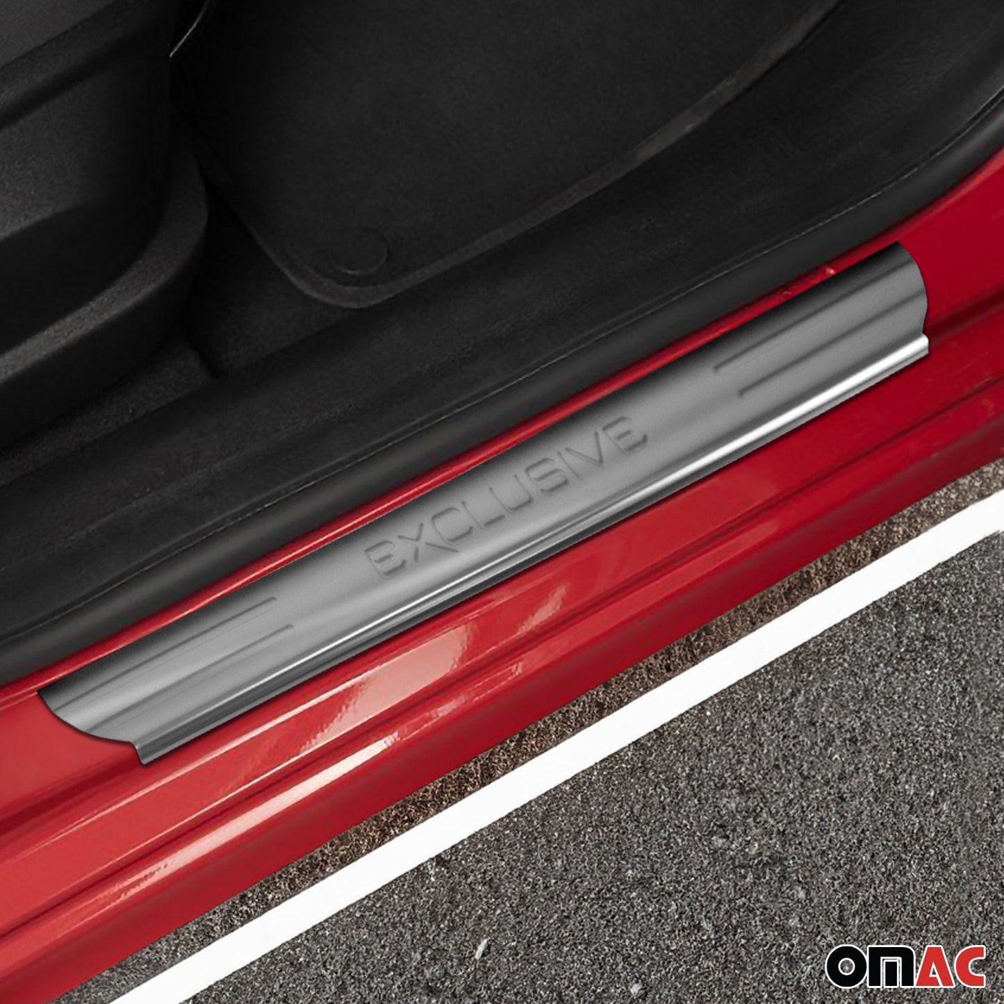 OMAC Door Sill Scuff Plate Scratch for Toyota RAV4 2006-2012 Exclusive Steel 4x 7005091E