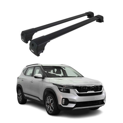 2021-2026 Kia Seltos Roof Rack Cross Bars Black Aluminium 2 Pcs