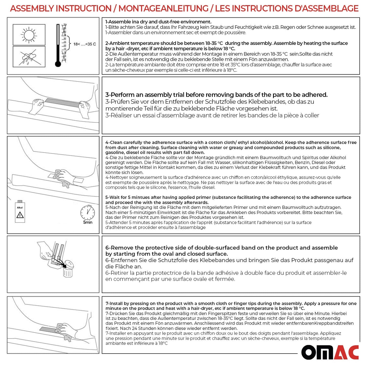 OMAC Door Sill Scuff Plate Scratch Protector for Kia Sportage 2011-2016 Steel 4x 40169696091D