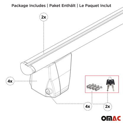 2016-2018 Lincoln MKX Roof Rack Cross Bars Black