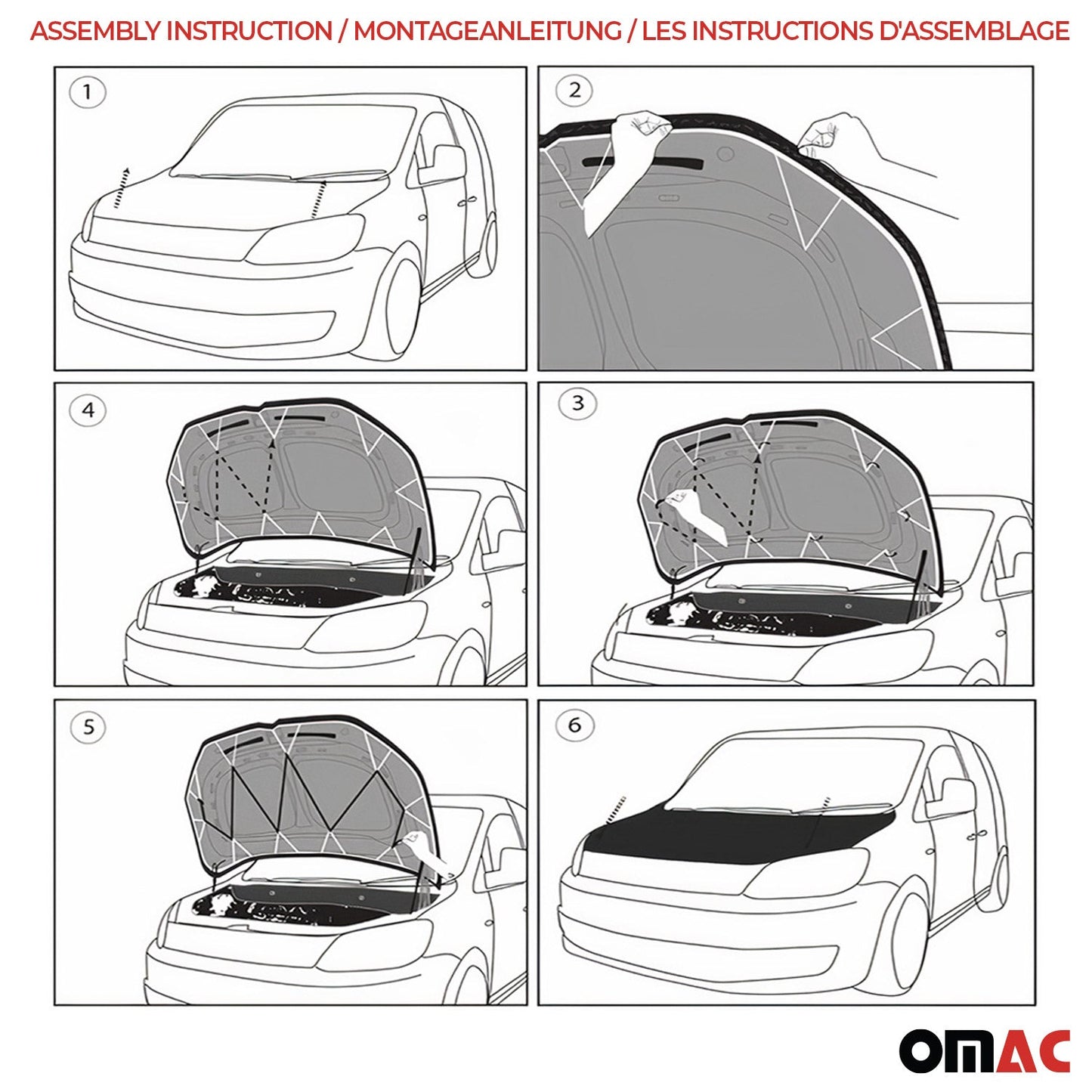 OMAC Car Bonnet Mask Hood Bra for Ford Transit Connect 2014-2023 Black Full Coverage 2627BSZ2