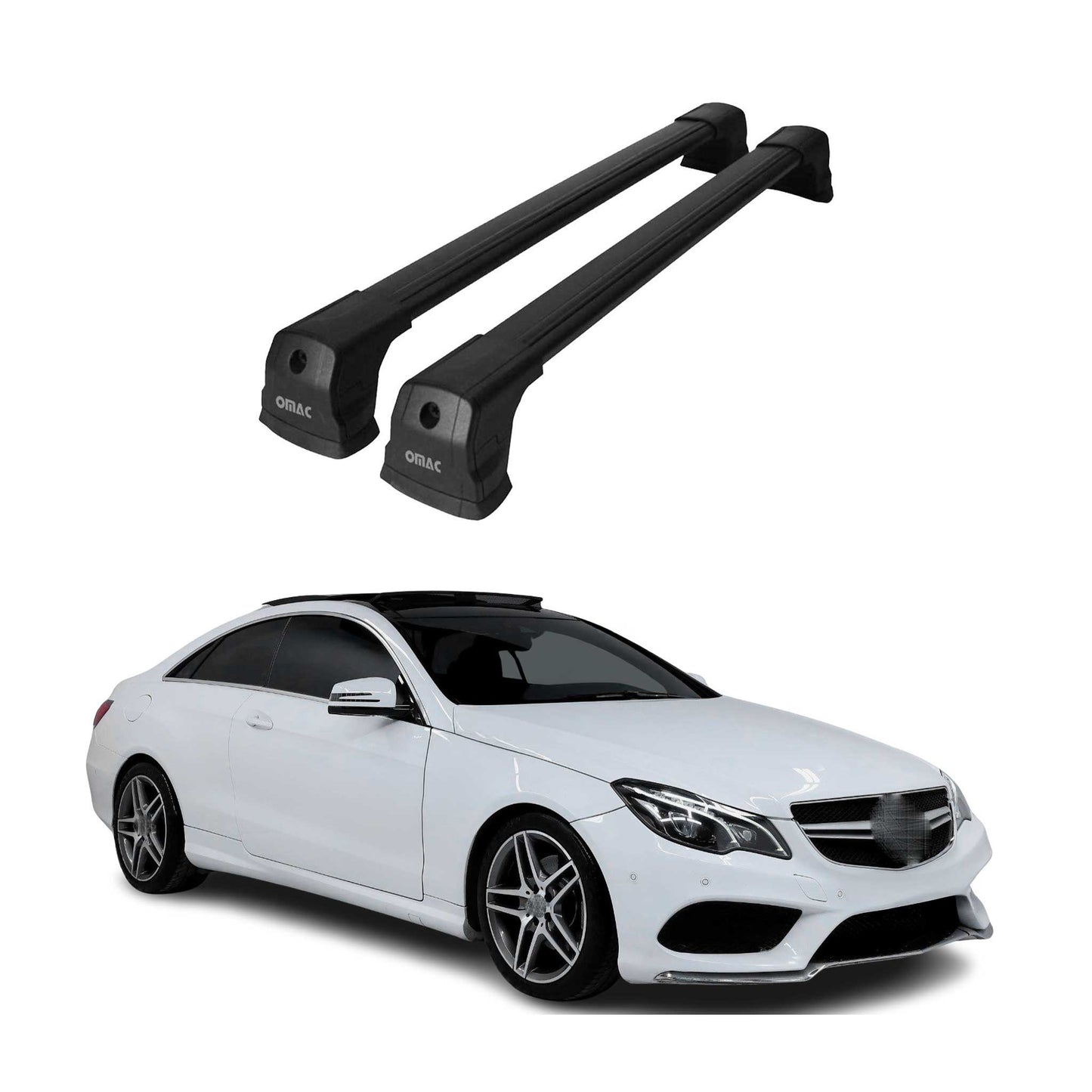 2010-2017 Mercedes E Class C207 Coupe Roof Rack Cross Bars Black Aluminium 2 Pcs