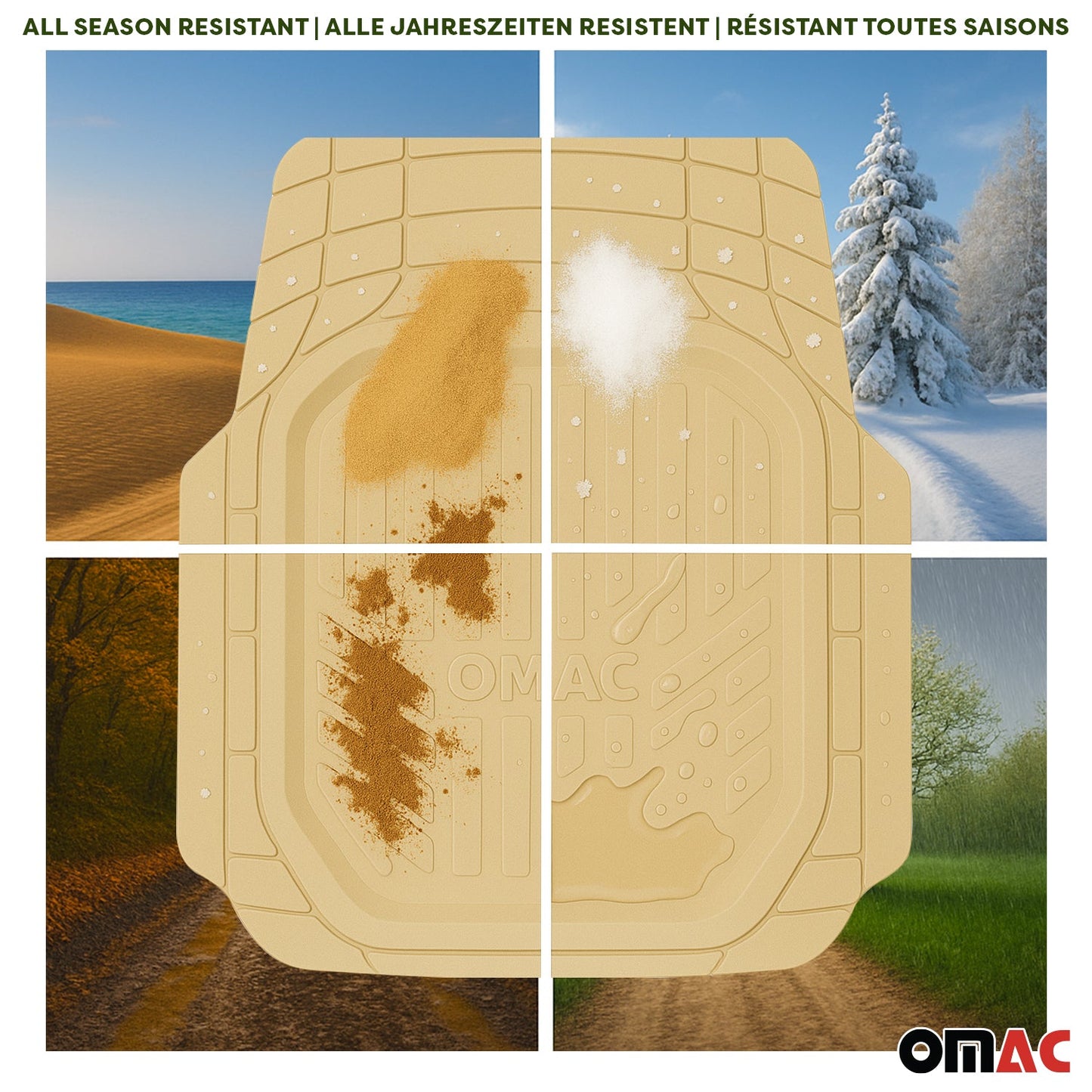 GMC Heavy Duty Trim to fit Floor Mats Liner Tan All Weather 4Pcs