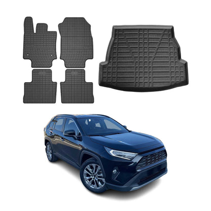 2019-2025 Toyota RAV4 Floor Mats & Cargo Liner Full Set All Weather Black