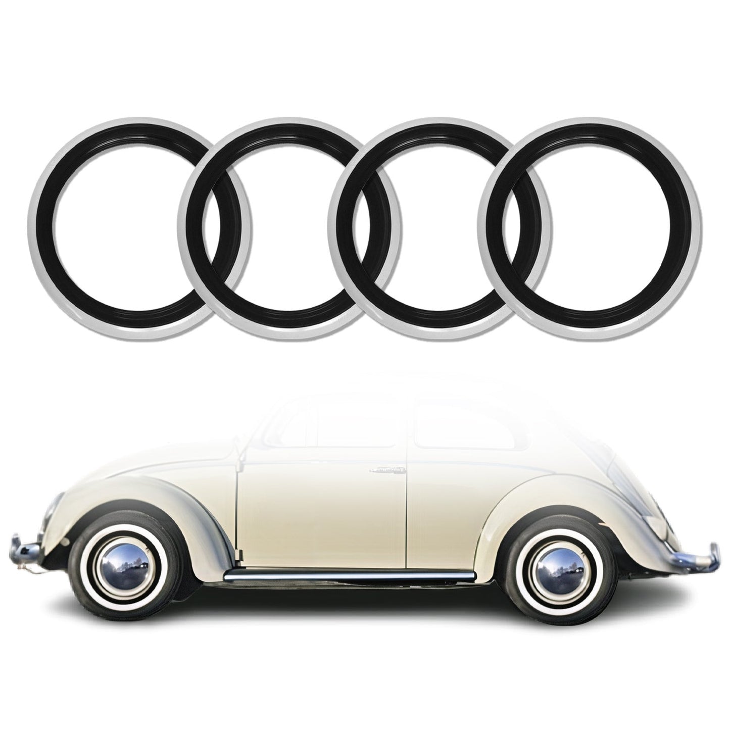 4x Portawalls Black White Wall Tire Insert 16" Rims Sidewall Set