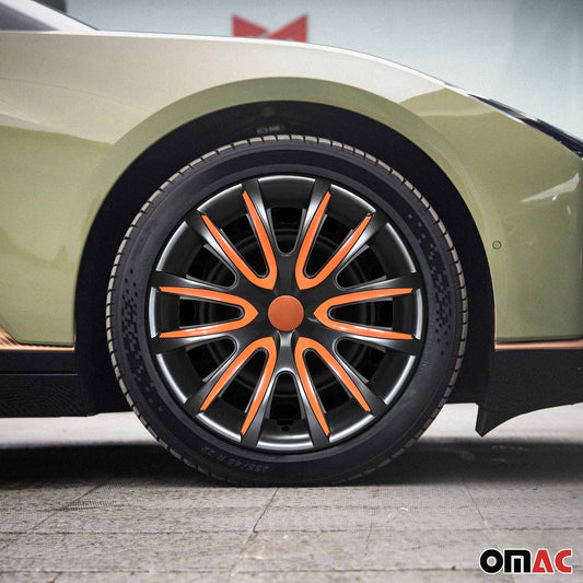 Bicolo Hub Caps Wheel Cover 14" Black & Orange Full Set 4 pcs.