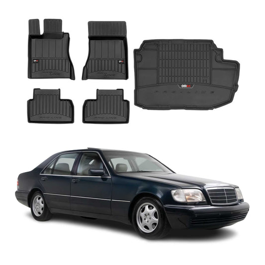 1999-2006 Mercedes S Class W220 Sedan Premium Floor Mats & Cargo Liner Full Set All Weather Heavy Duty