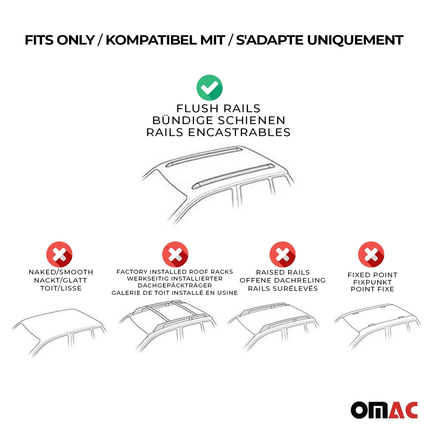 OMAC Alu Roof Racks Cross Bars Luggage for Mercedes GLA Class X156 2015-2019 Gray '4736916