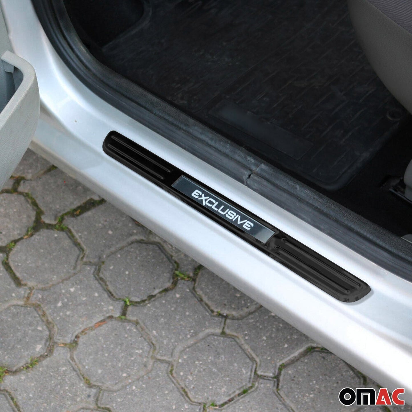 OMAC Door Sill Cover Illuminated For BMW Step Protector Guard S.Steel Black Chrome U028483