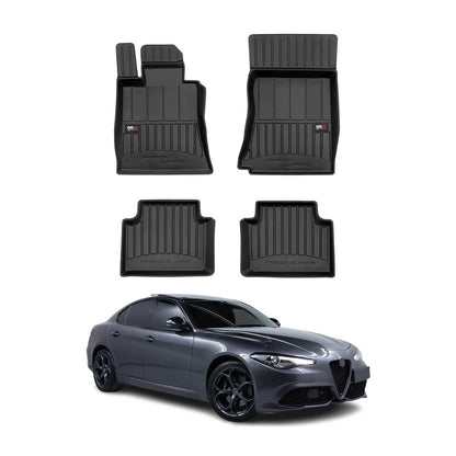 2017-2025 Alfa Romeo Giulia RWD Premium Floor Mats Liners Full Set All Weather Heavy Duty Black