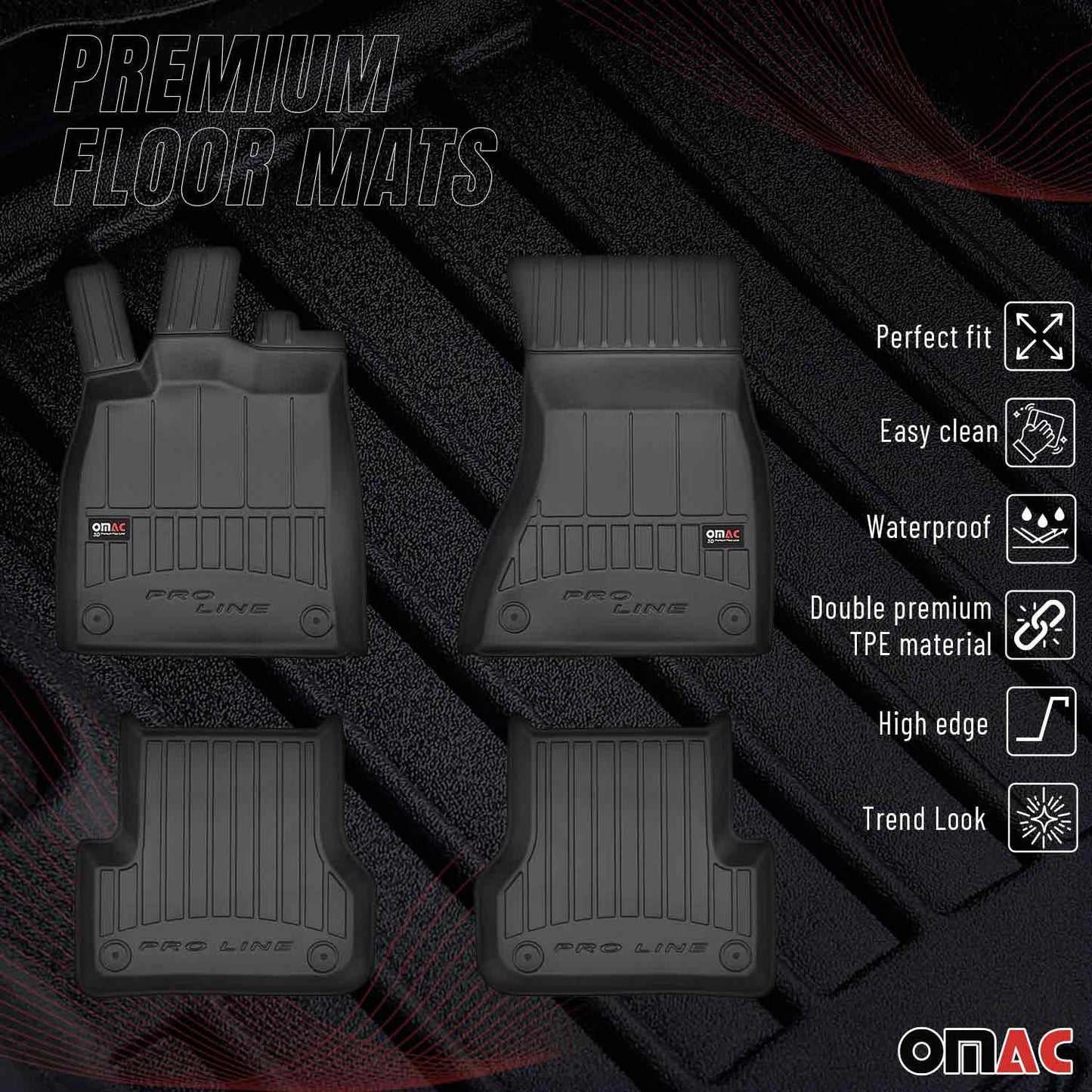 2012-2018 Audi A6 Sedan Allroad Premium Floor Mats Liners Full Set All Weather Heavy Duty
