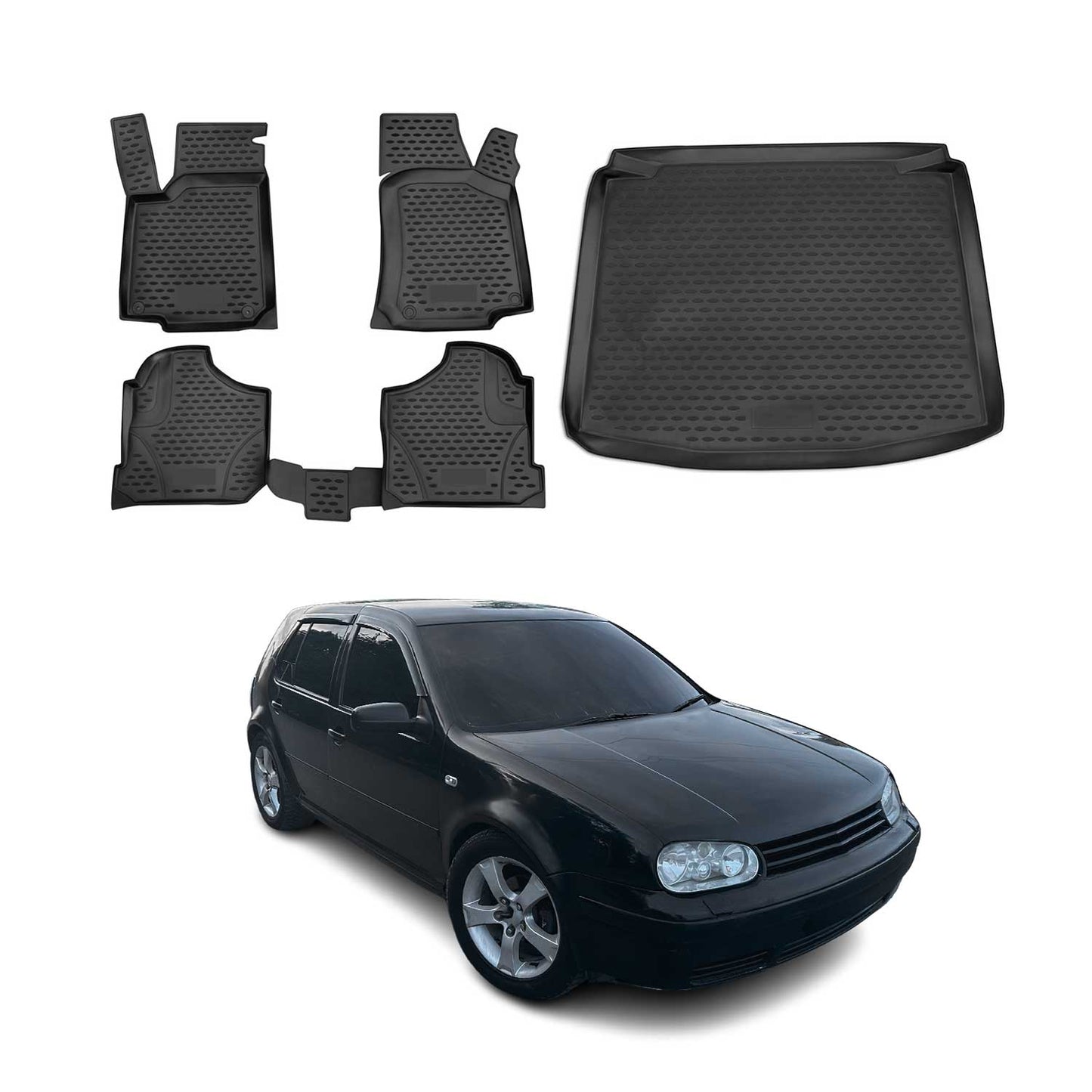 1998-2003 VW Golf Mk4 Floor Mats & Cargo Liner Full Set 3D All Weather Black