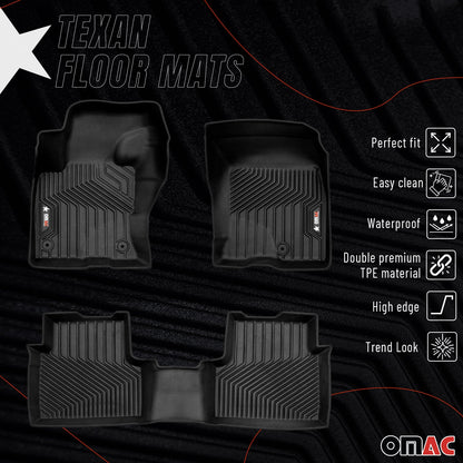2021-2025 Ford Bronco Sport Premium Floor Mats Liners First and Second Row Set Black