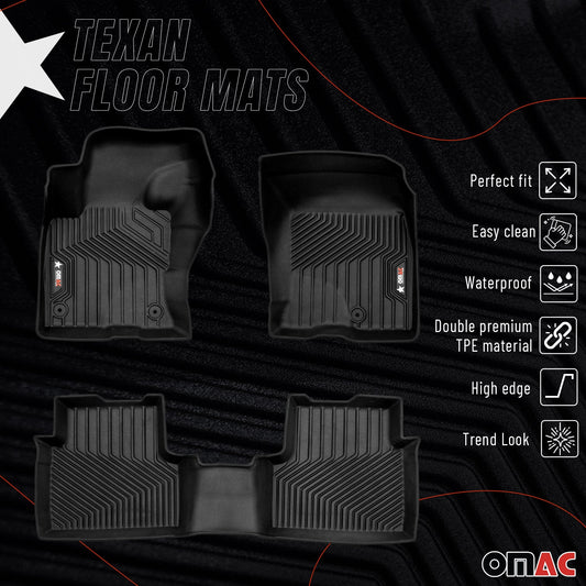 2021-2025 Ford Bronco Sport Premium Floor Mats Liners First and Second Row Set Black