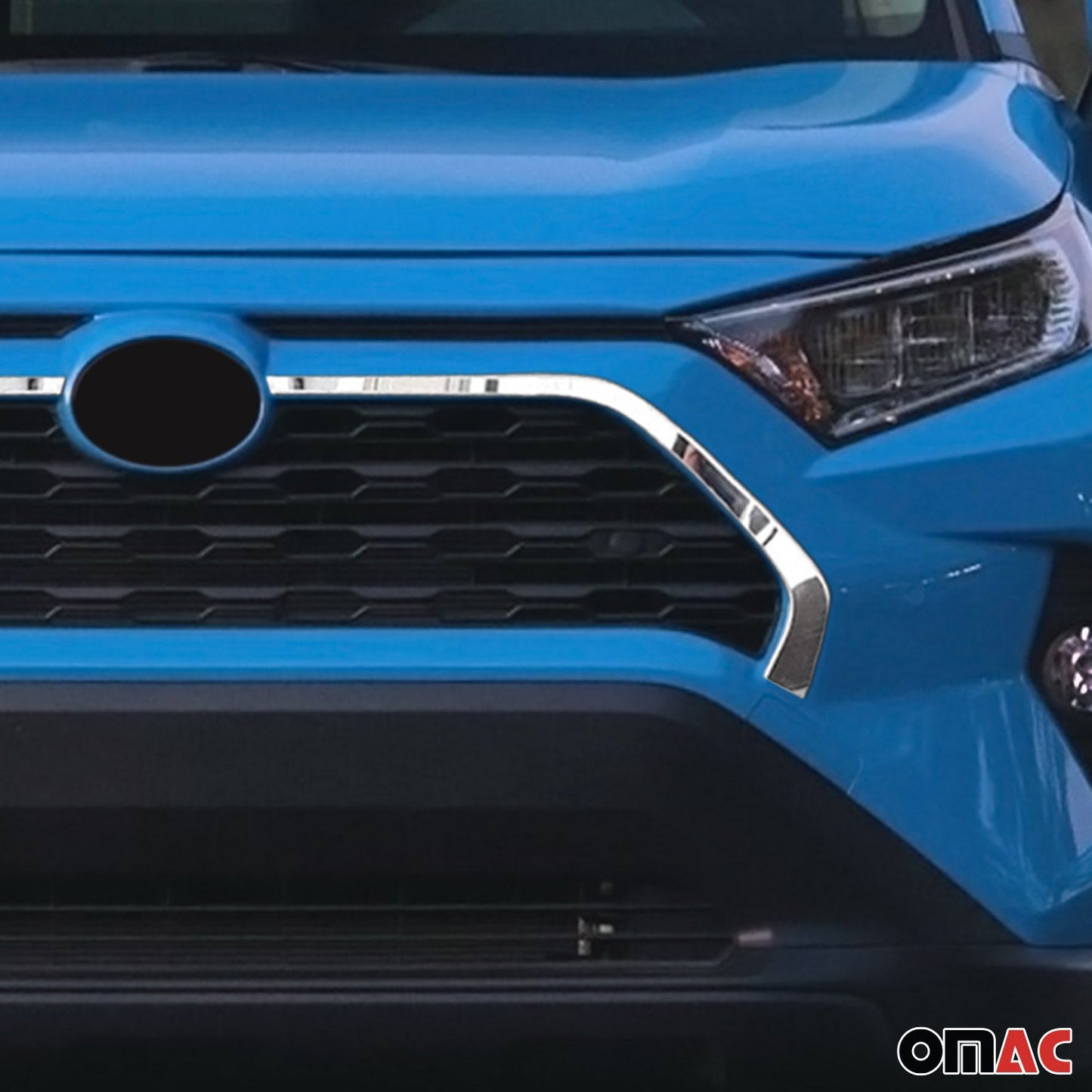 2019-2025 Toyota RAV4 Front Bumper Grill Trim Molding Steel Silver 2 Pcs