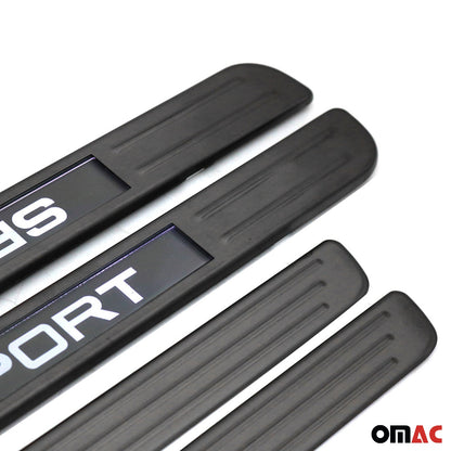 OMAC Door Sill Cover for BMW Illuminated Dark Brushed Chrome Protector Scuff Plate U028478