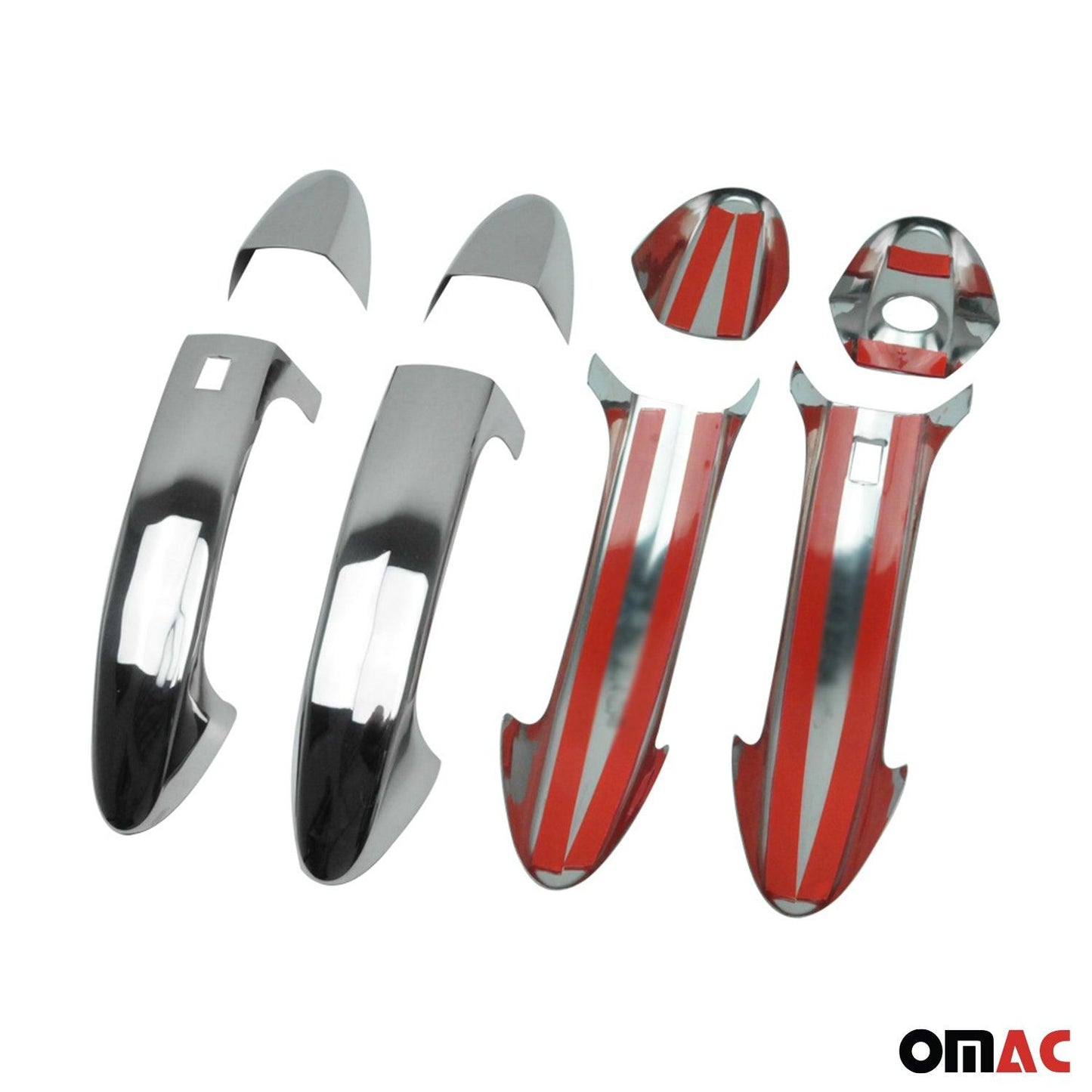 OMAC Car Door Handle Cover Protector for Ford Fiesta 2011-2019 Steel Chrome Keyless 2614043