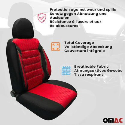 OMAC Front Seat Covers Protector for Mercedes Sprinter W907 910 2019-2024 Black Red U015453