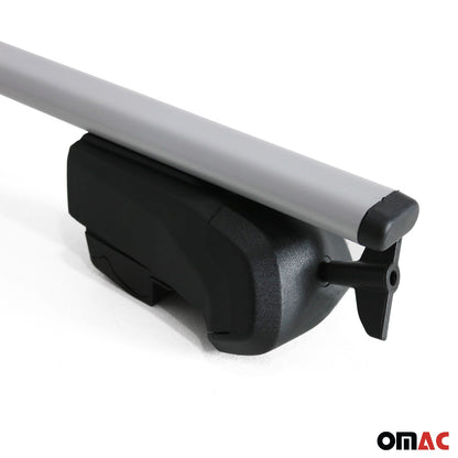 OMAC 55" Roof Racks Cross Bars Luggage Carrier Lockable Durable Iron Silver 2 Pcs 9000912XL