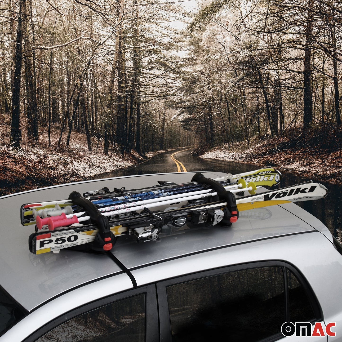 Magnetic Ski Carrier Snowboard Racks Roof Mount Car Black 2 Pcs