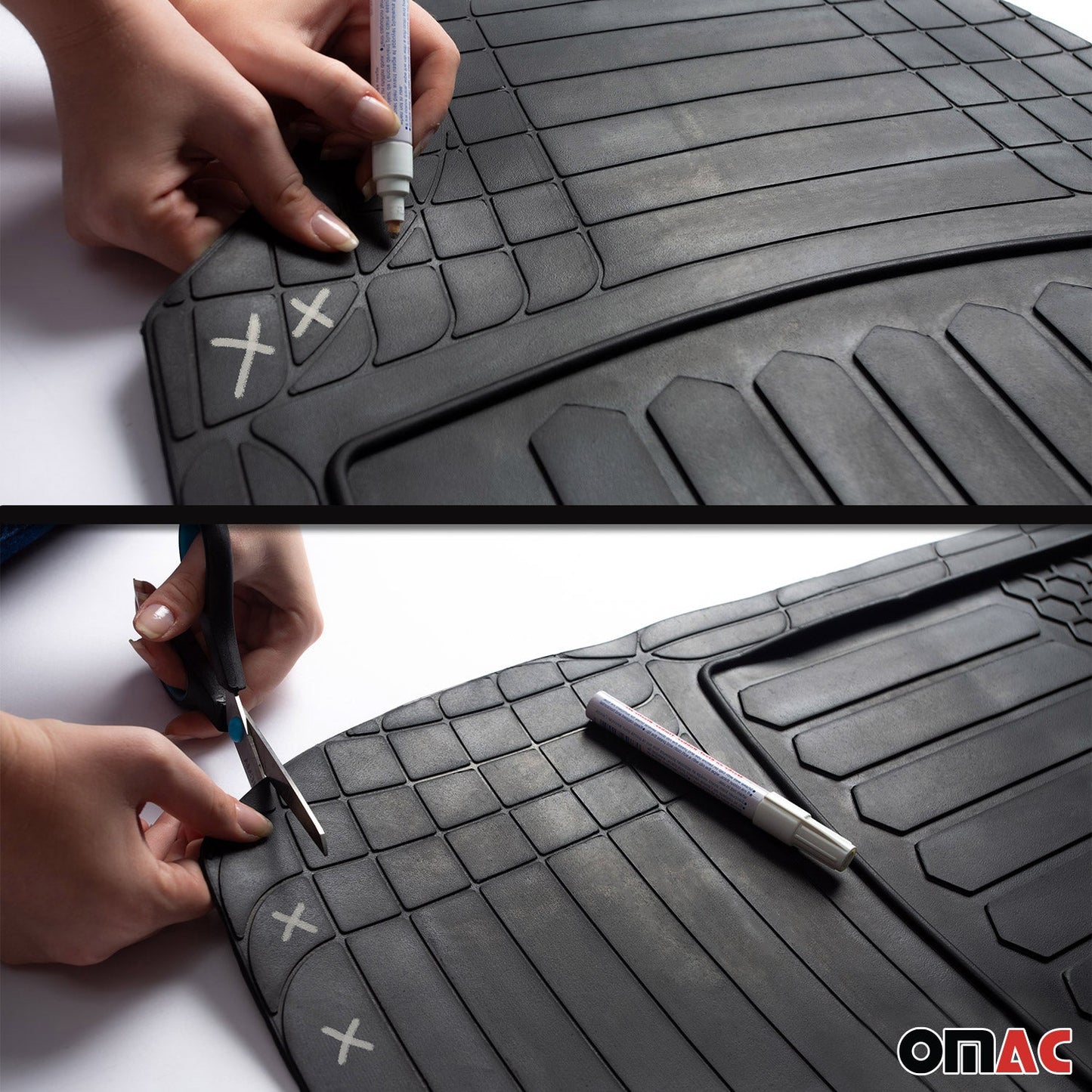 OMAC Trimmable Floor Mats & Trunk Mat for Mercedes GLE Class W167 2020-2024 Black U005815