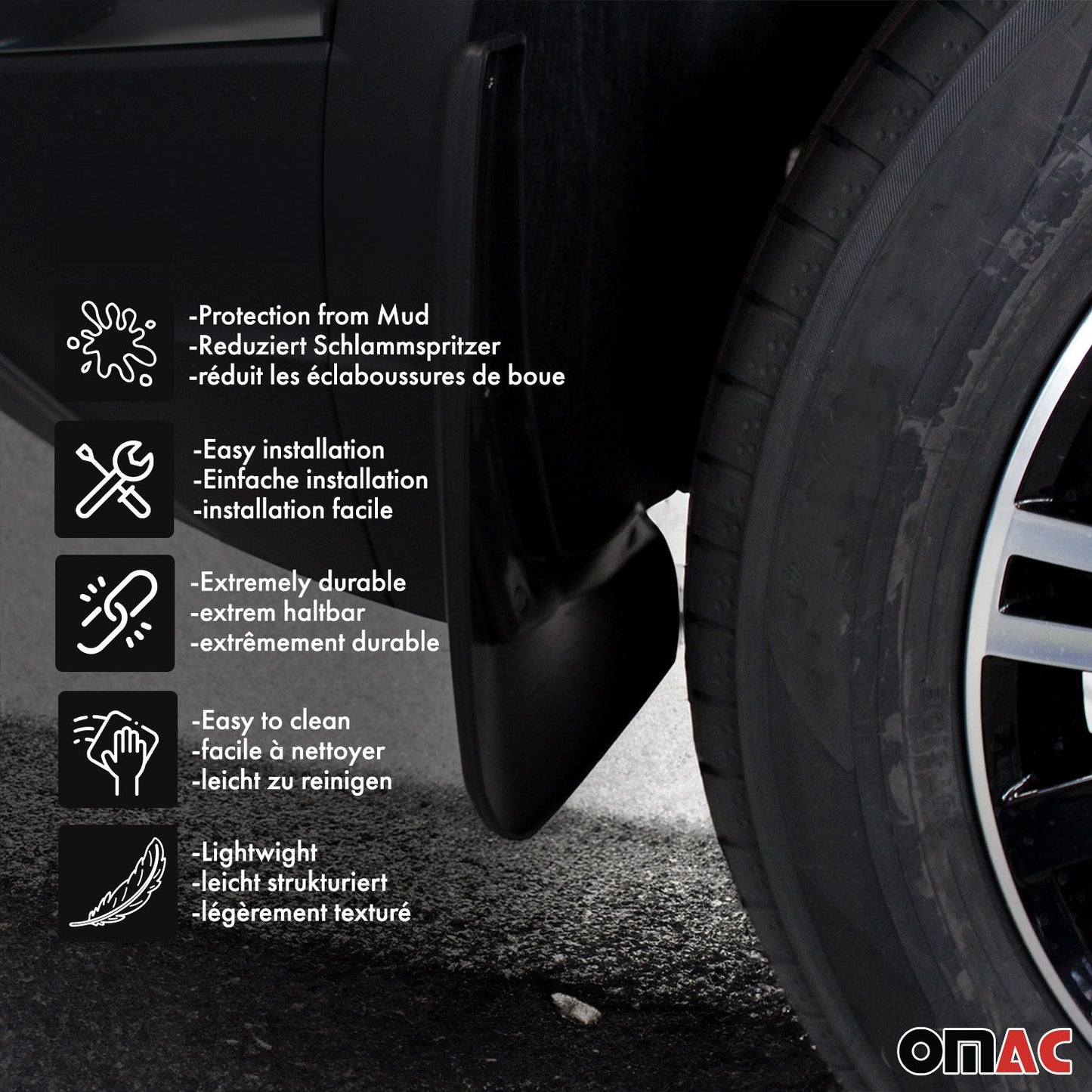 OMAC Mud Guards Splash Mud Flaps for Mazda CX-3 2016-2021 Black 4 Pcs 96OMF002-SET3