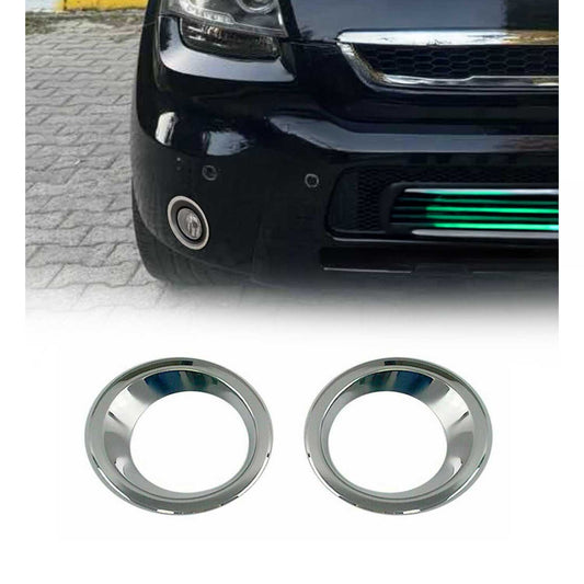 2010-2013 Kia Soul Fog Light Lamp Bezel Cover Stainless Steel Silver 2 Pcs