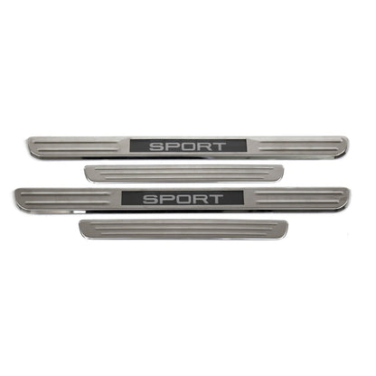 OMAC Door Sill Scuff Plate Illuminated for Audi A3 A4 S4 RS4 Sport Steel Silver 4 Pcs U016214