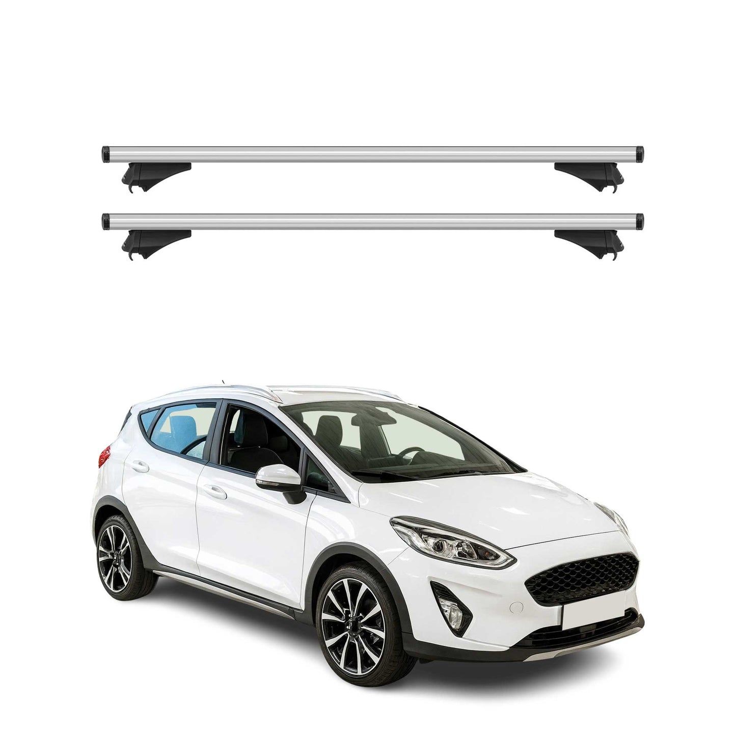 2017-2019 Ford Fiesta Active Roof Rack Cross Bars Silver