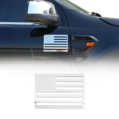 US American Flag Chrome Decal Sticker Stainless Steel