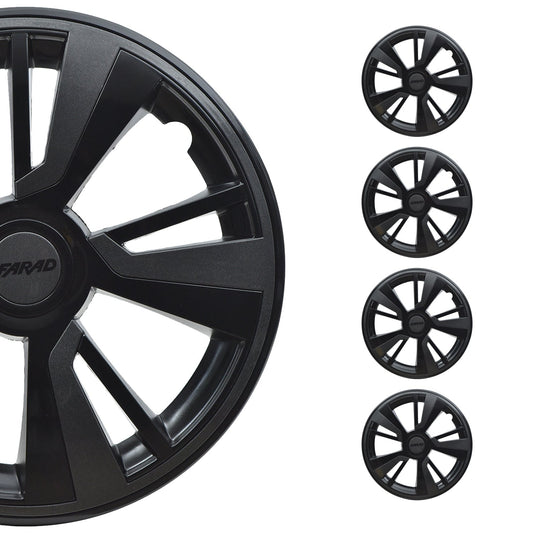 OMAC 16" Hubcaps Wheel Rim Cover Black with Dark Grey Insert 4pcs Set VRT99FR243B16DG