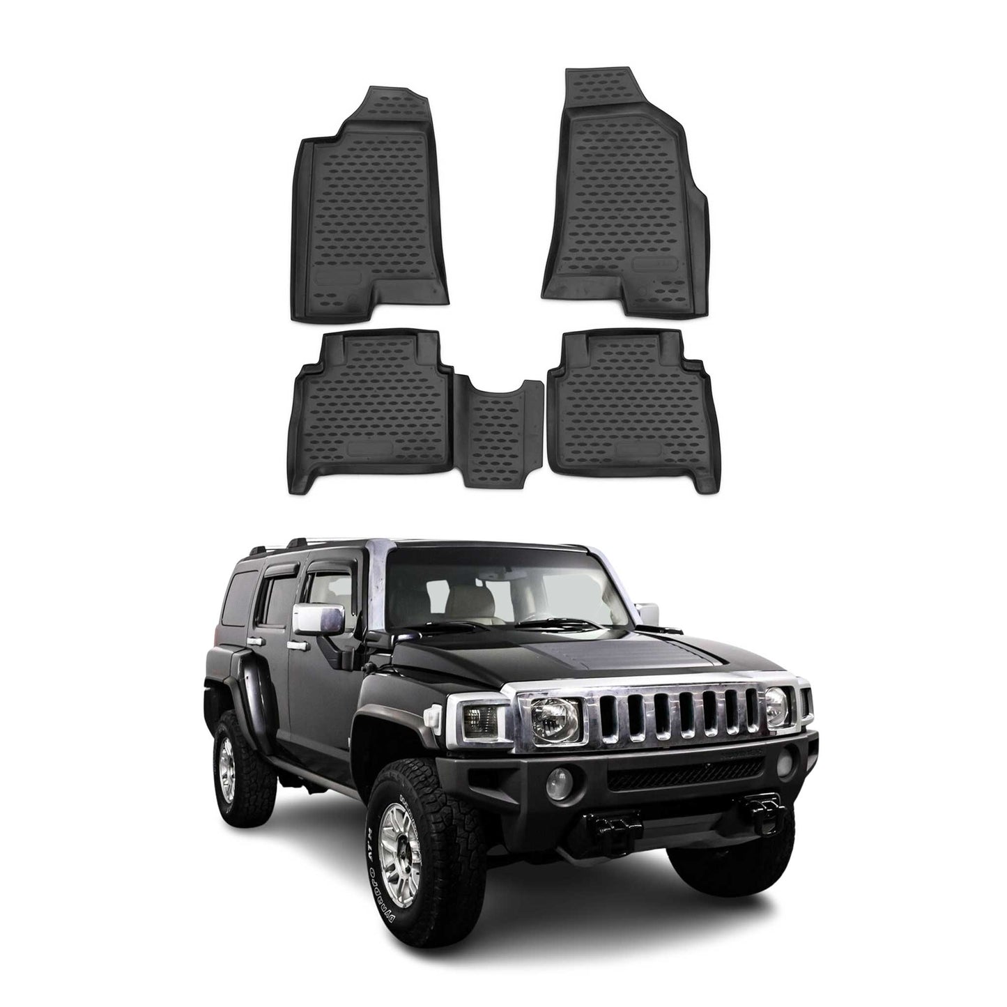 2006-2010 Hummer H3/H3T Floor Mats Liners Full Set All Weather Black