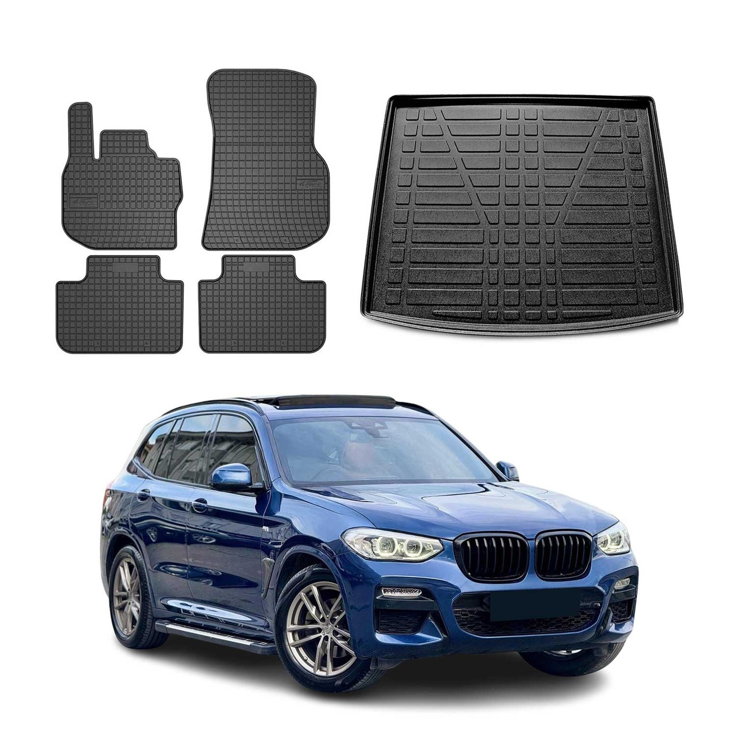 2018-2024 BMW X3 G01 Floor Mats & Cargo Liner Full Set All Weather Black