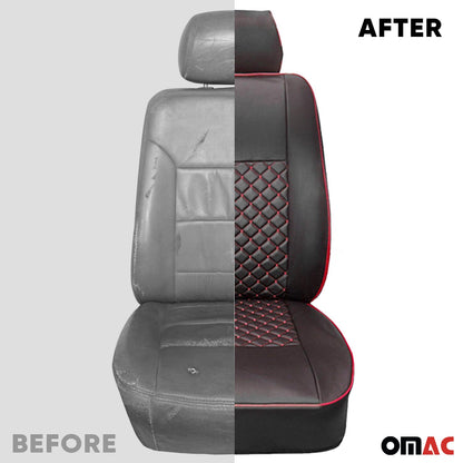 OMAC Leather Front Car Seat Covers for VW Eurovan 1993-2003 Black Red 1+1 7521321SK-1
