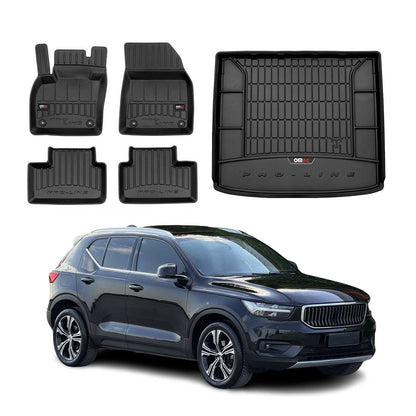 2019-2026 Volvo XC40 Premium Floor Mats & Cargo Liner Full Set All Weather Heavy Duty Black