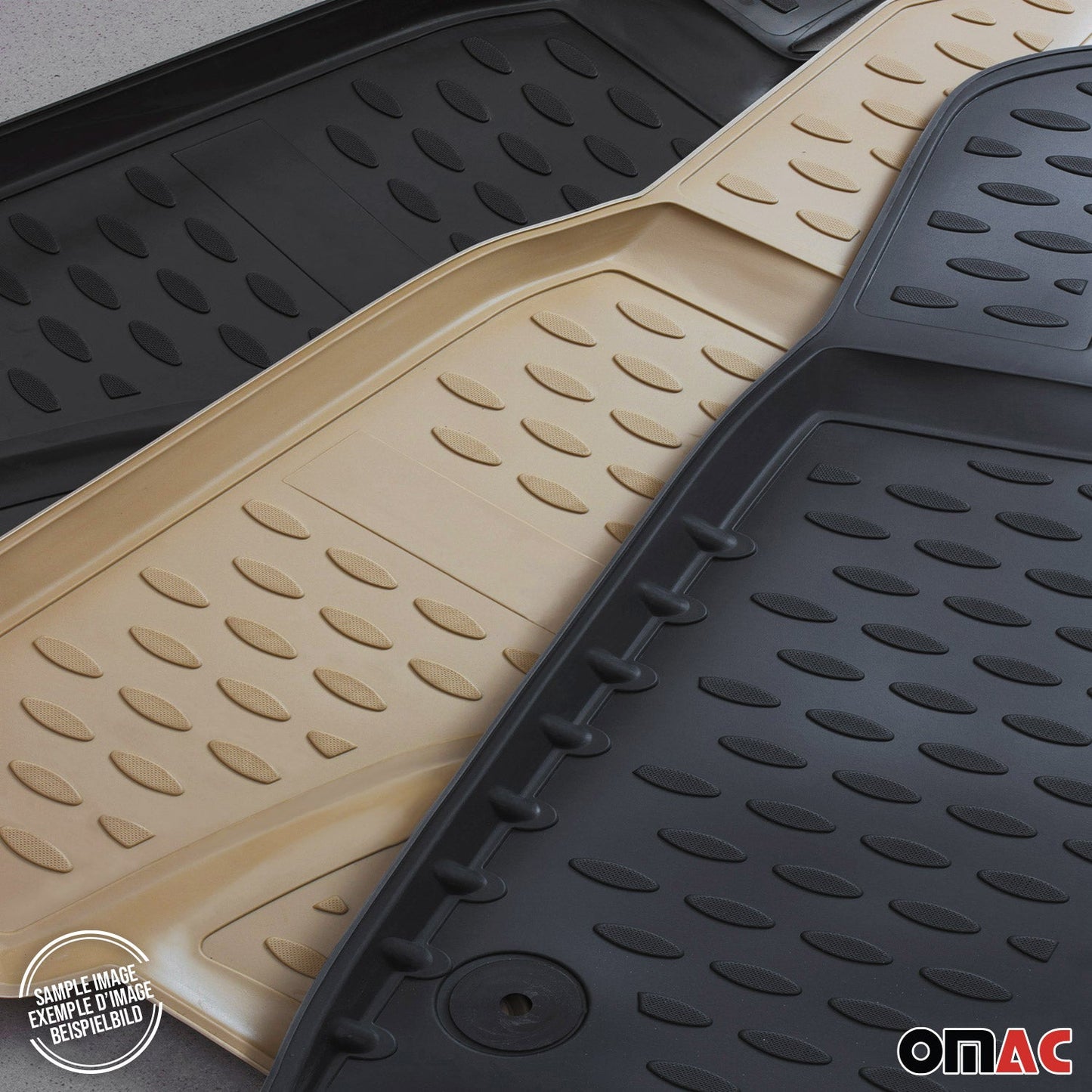 OMAC Floor Mats Liner for Toyota Yaris 2011-2019 Black TPE All-Weather 4 Pcs 7016444