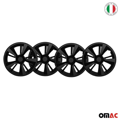 OMAC 16" Hubcaps Wheel Rim Cover Black with Dark Grey Insert 4pcs Set VRT99FR243B16DG