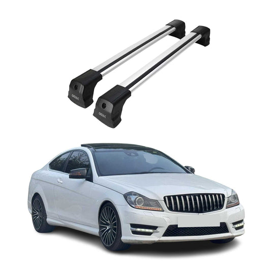 2012-2015 Mercedes C Class C204 Coupe Roof Rack Cross Bars Silver