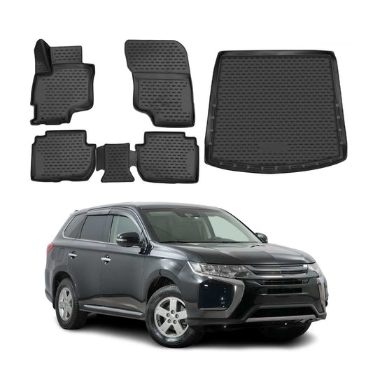 2018-2022 Mitsubishi Outlander PHEV Floor Mats & Cargo Liner Full Set All Weather Black