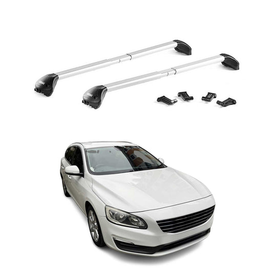 2015-2018 Volvo V60 Roof Rack Cross Bars Silver Luggage Carrier 2 Pcs