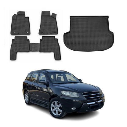 2007-2012 Hyundai Santa Fe Floor Mats & Cargo Liner Full Set All Weather Black